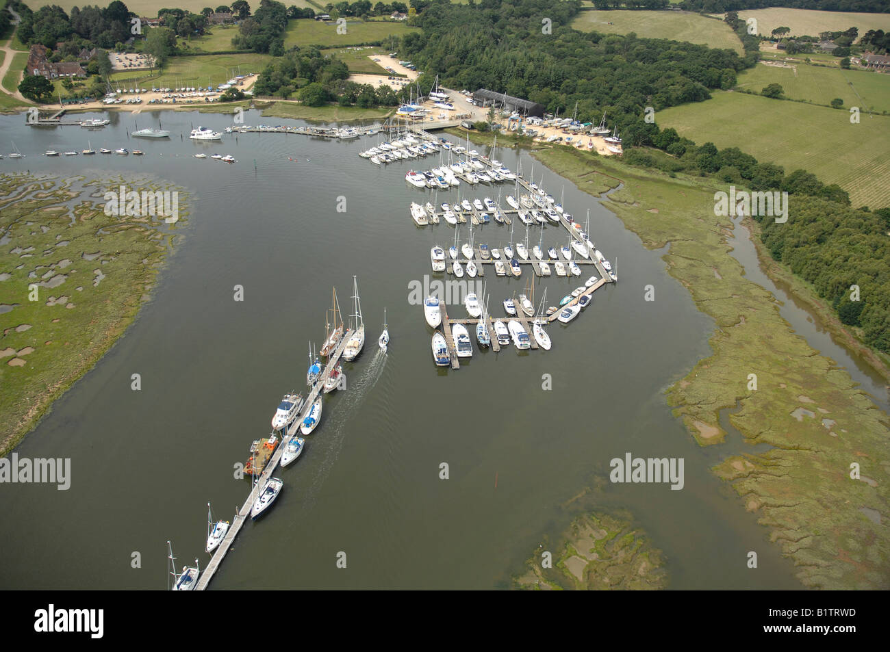 Aerial view of Beaulieu River, Hampshire. UK Stock Photo