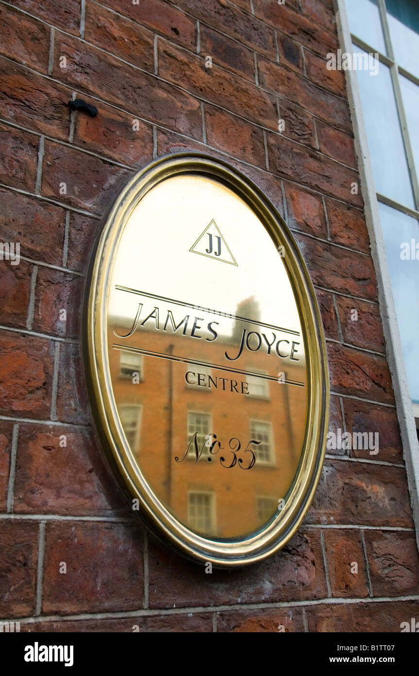 The plaque on the James Joyce Centre on North Great Georges Street, Dublin, a street of Georgian houses Stock Photo