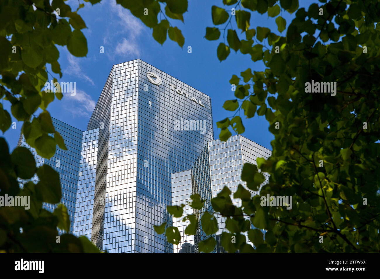 Office tower of the French oil company Total in La Defense near Paris Stock Photo