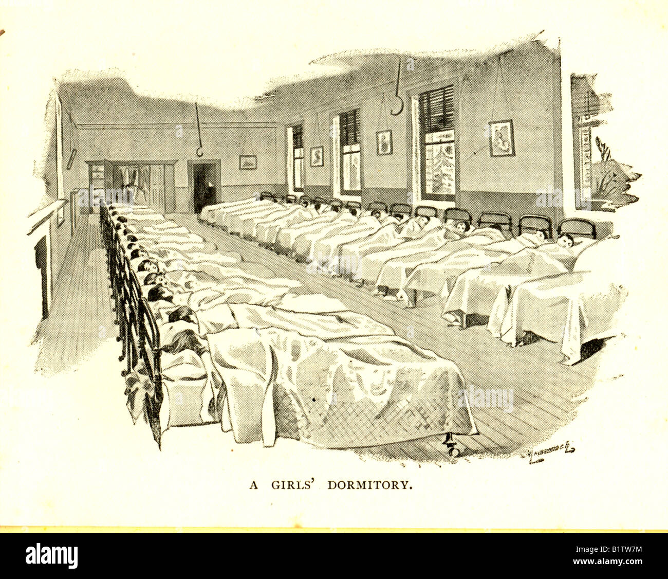 Girls' Dormitory at Reedham Orphanage, Purley, Surrey 1895 Stock Photo