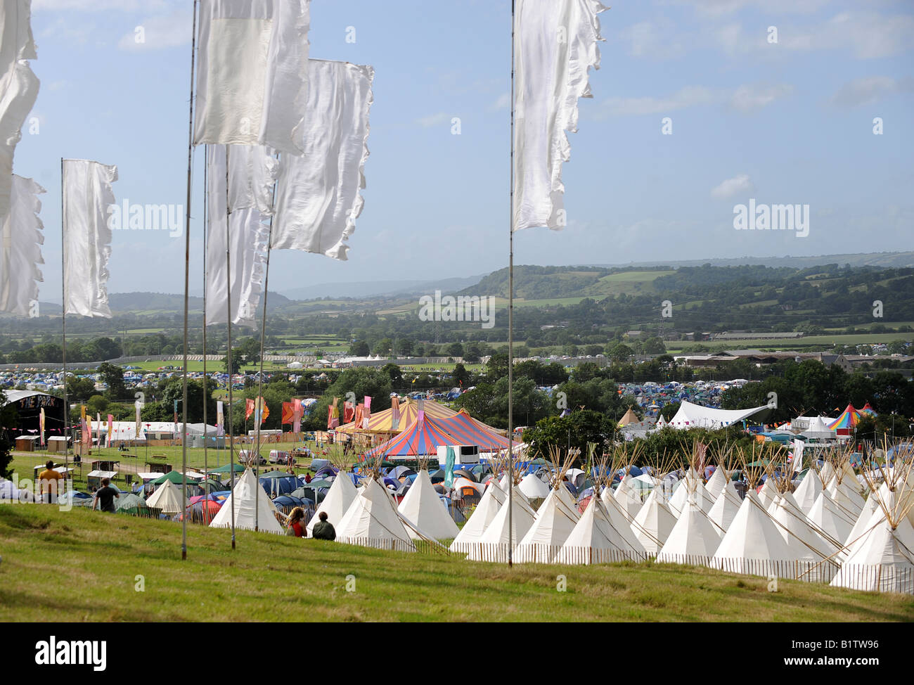 Glastonbury festival site Stock Photo