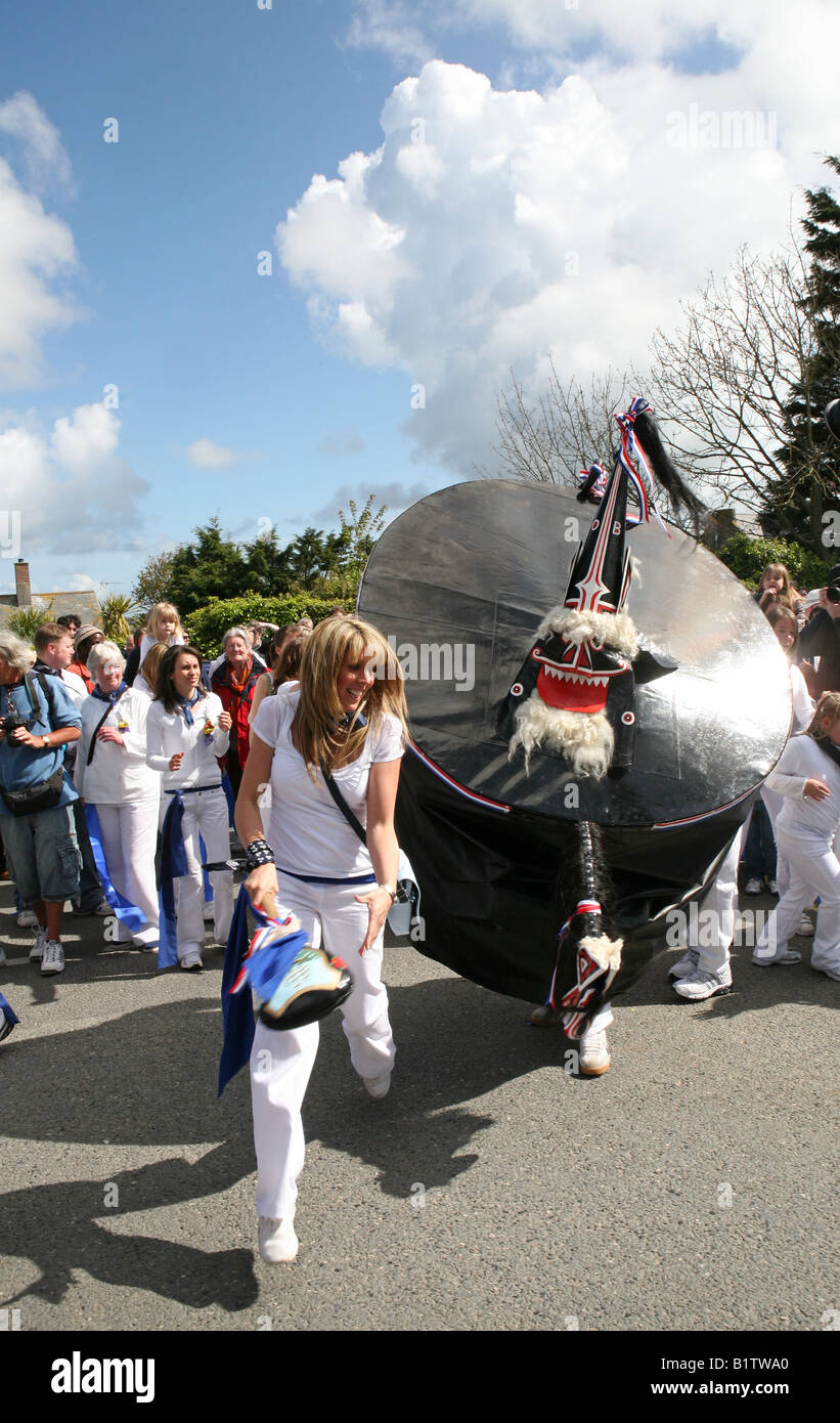 Padstow Obby Oss, May Day, Padstow, Cornwall, UK Stock Photo