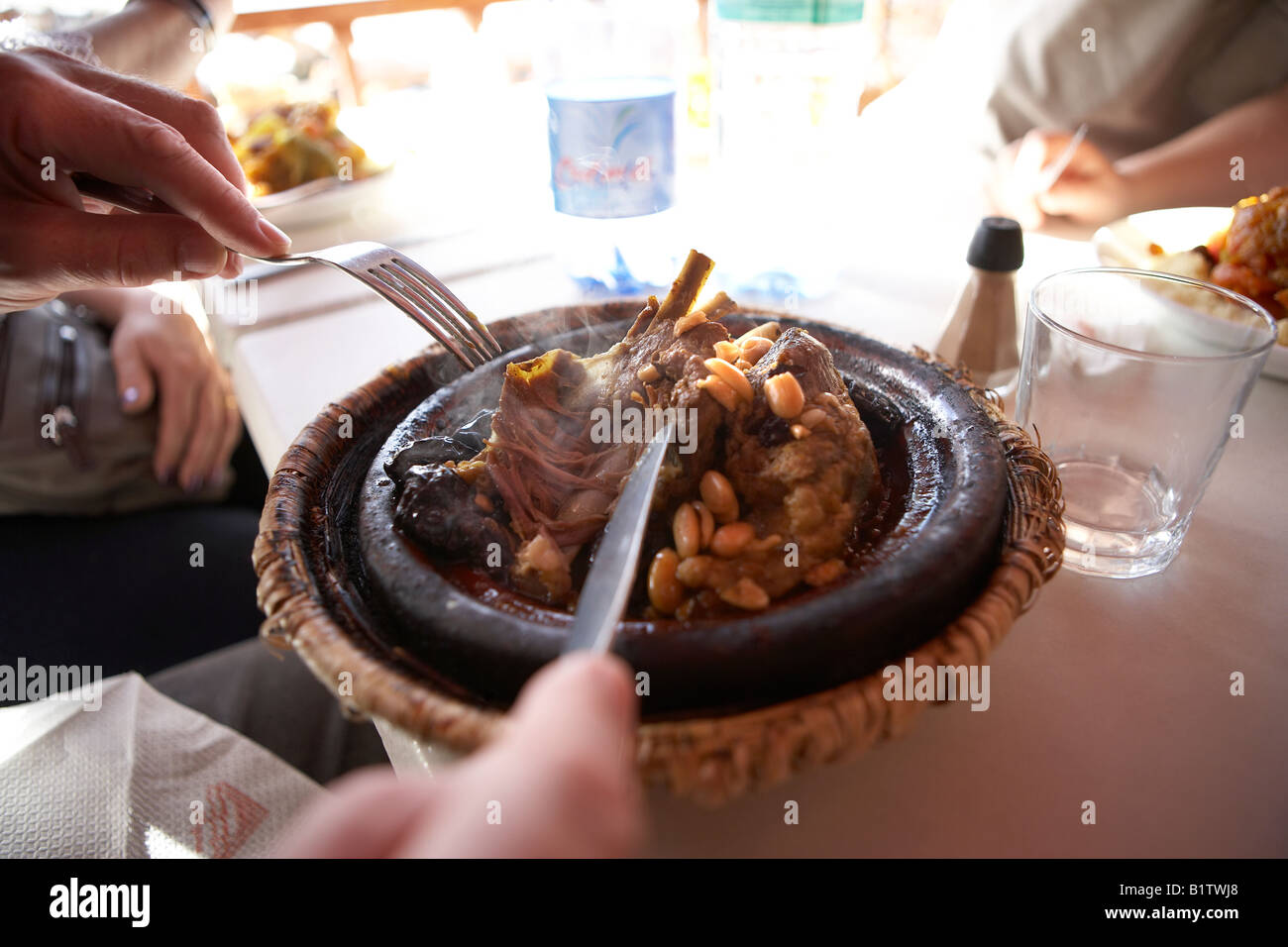 Tangine with meat, vegetables,  Marrakesh, Morocco Stock Photo