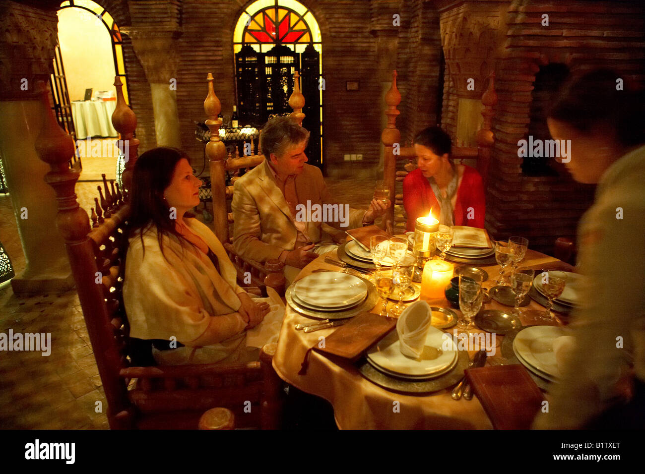 Dinner at Hotel La Sultana, Marrakech, Morocco Stock Photo