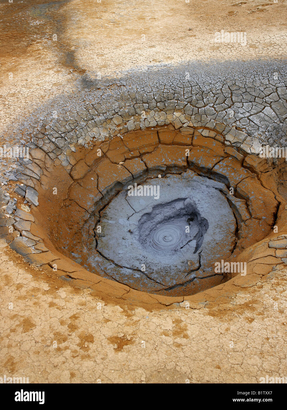 Mud Pot in Leirhnjukur Geothermal Area Stock Photo