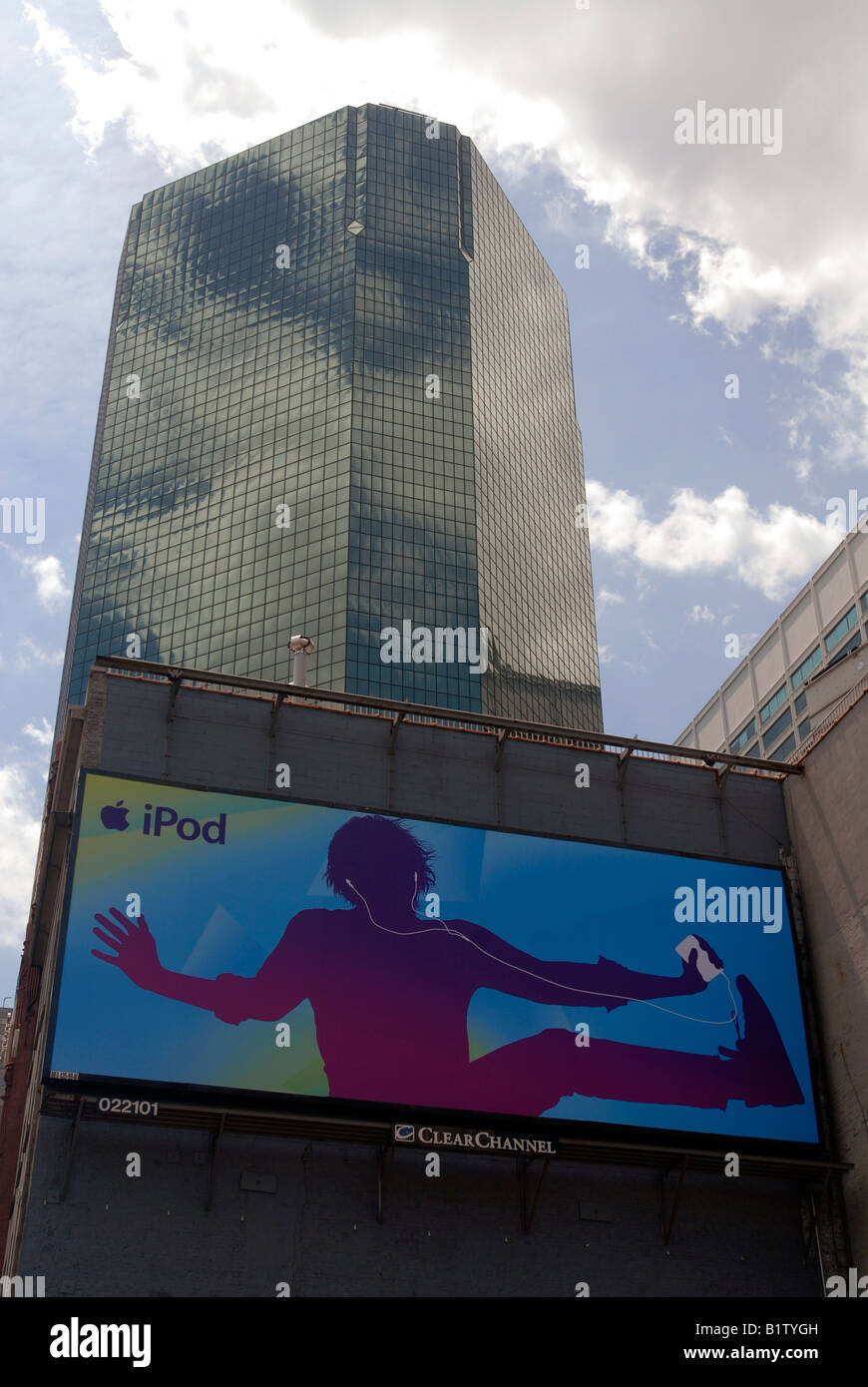 Advertising for the Apple Inc iPod on a billboard in Lower Manhattan in New York Stock Photo