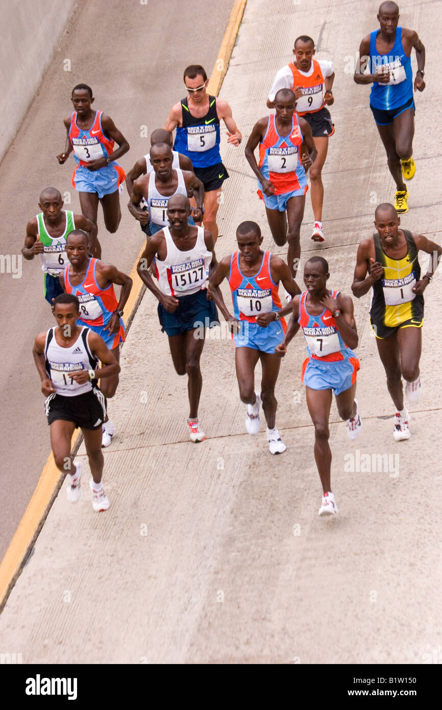 Elite runners compete in the annual Rock 'N Roll Marathon, held annually in June, in San Diego, California. Stock Photo