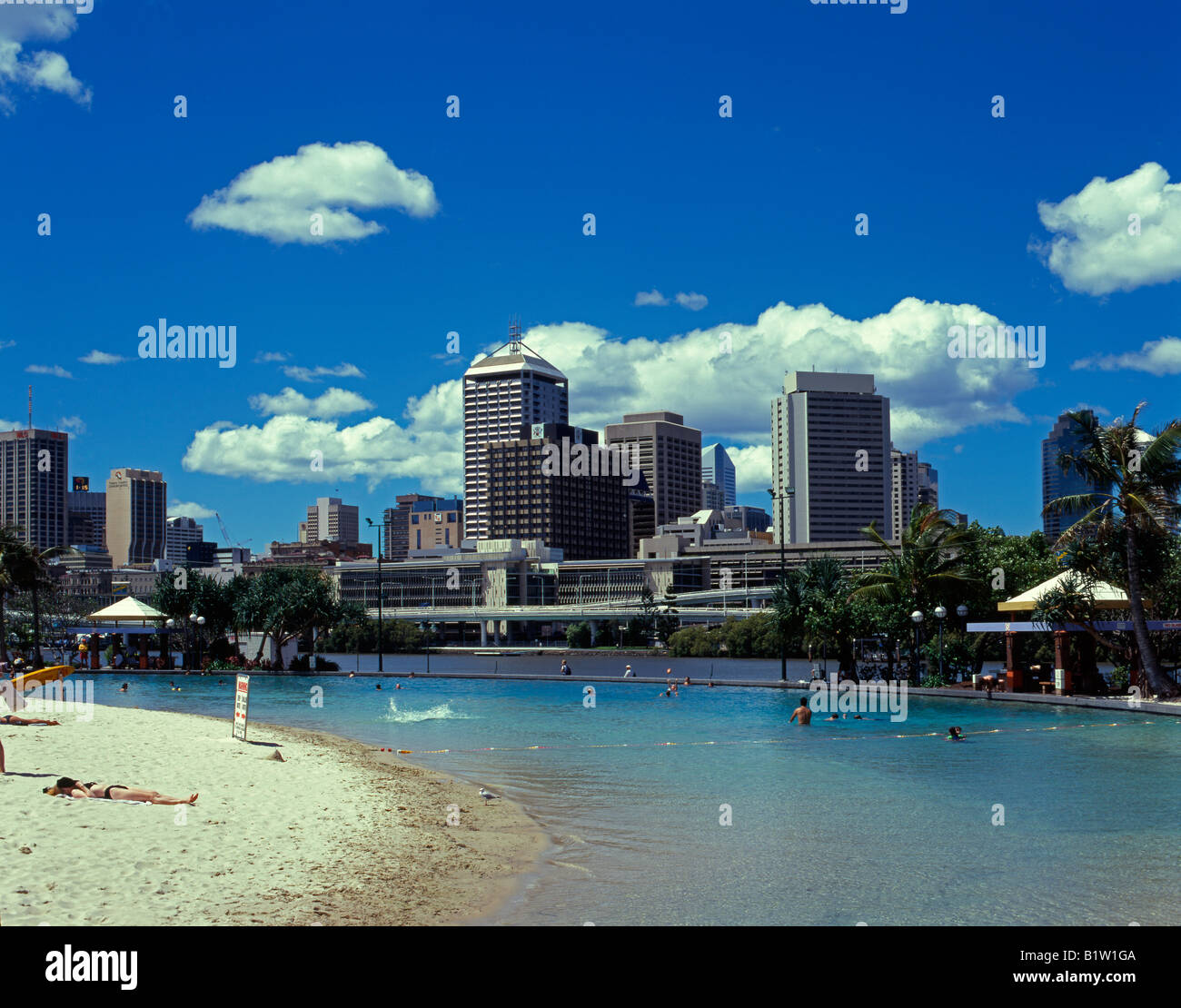 South Bank Parklands beach, Brisbane, Queensland, Australia Stock Photo