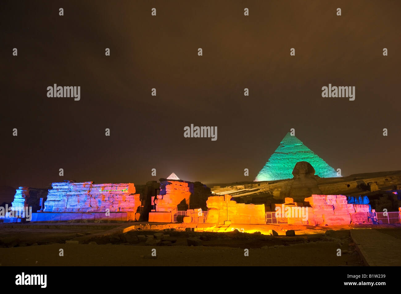 Light and sound show great pyramids sphinx giza hi-res stock ...