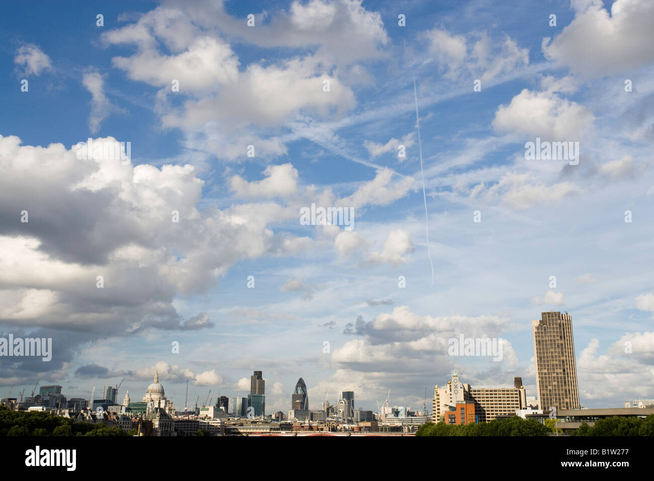 Landscape big ben boats bridge london london eye sky skyline thames Stock Photo