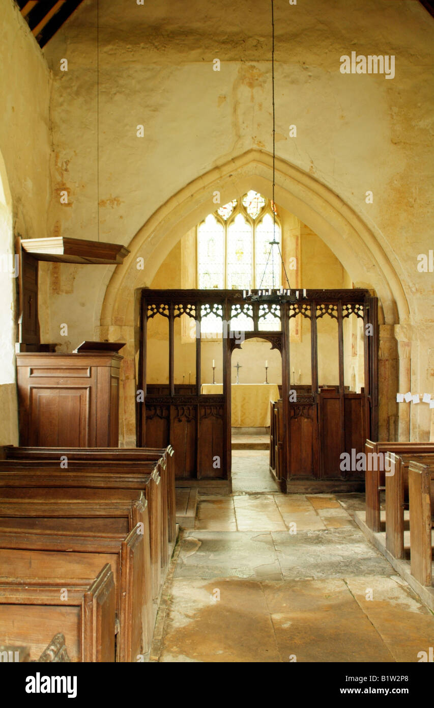 Hailes Parish Church interior near Winchcombe Gloucestershire England Stock Photo
