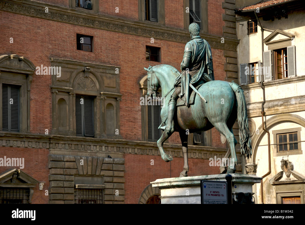 Statue of man on horse, Florence, Italy Stock Photo Alamy