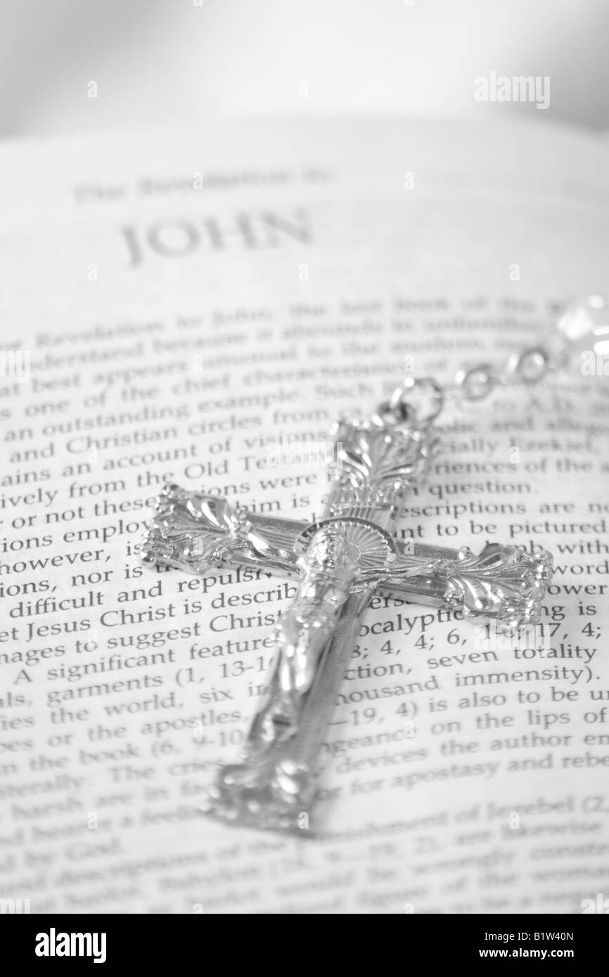 Cross and Bible Stock Photo