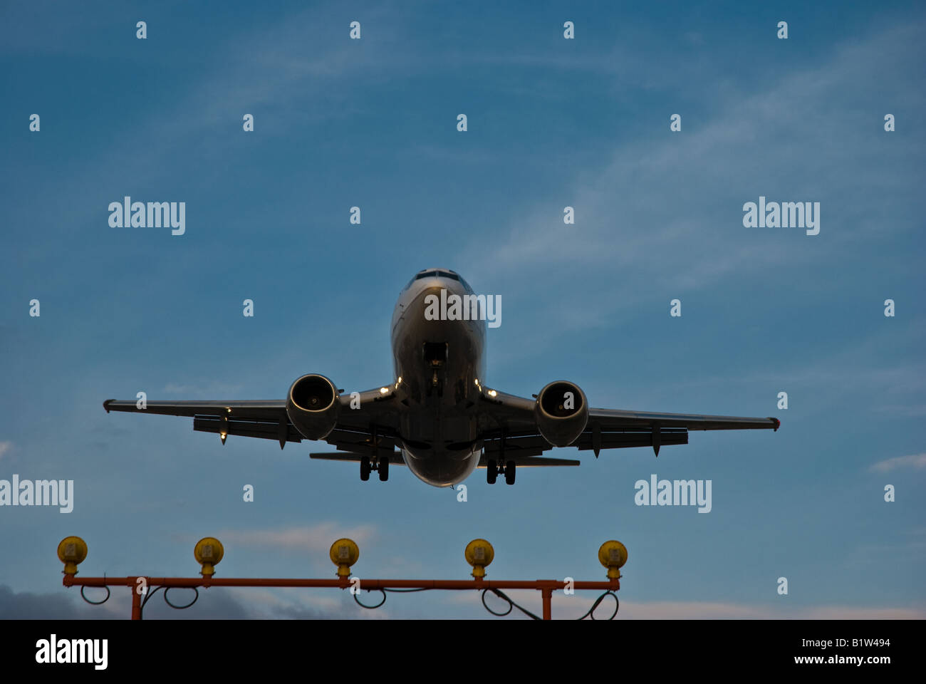 Landing aircraft at Pearson International Airport in Toronto Ontario