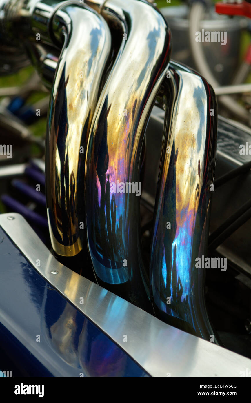 Exhaust pipes on a racing car Stock Photo Alamy