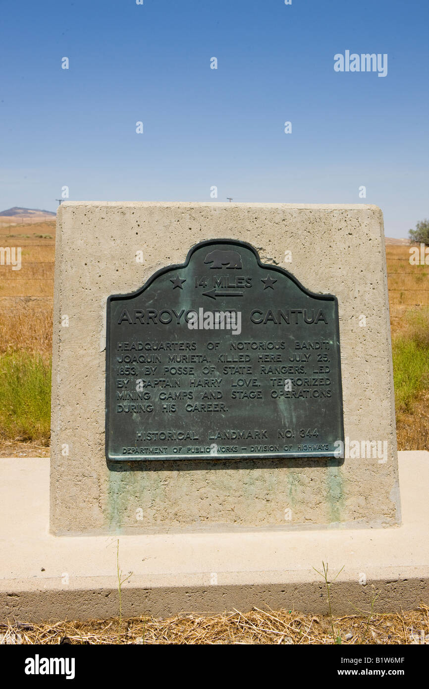 California Historical Marker Number 344 Arroyo de Cantua Stock Photo