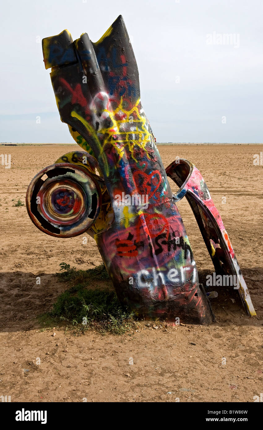 USA Amarillo Texas Cadillac Ranch a public art installation and sculpture was created in 1974. Stock Photo