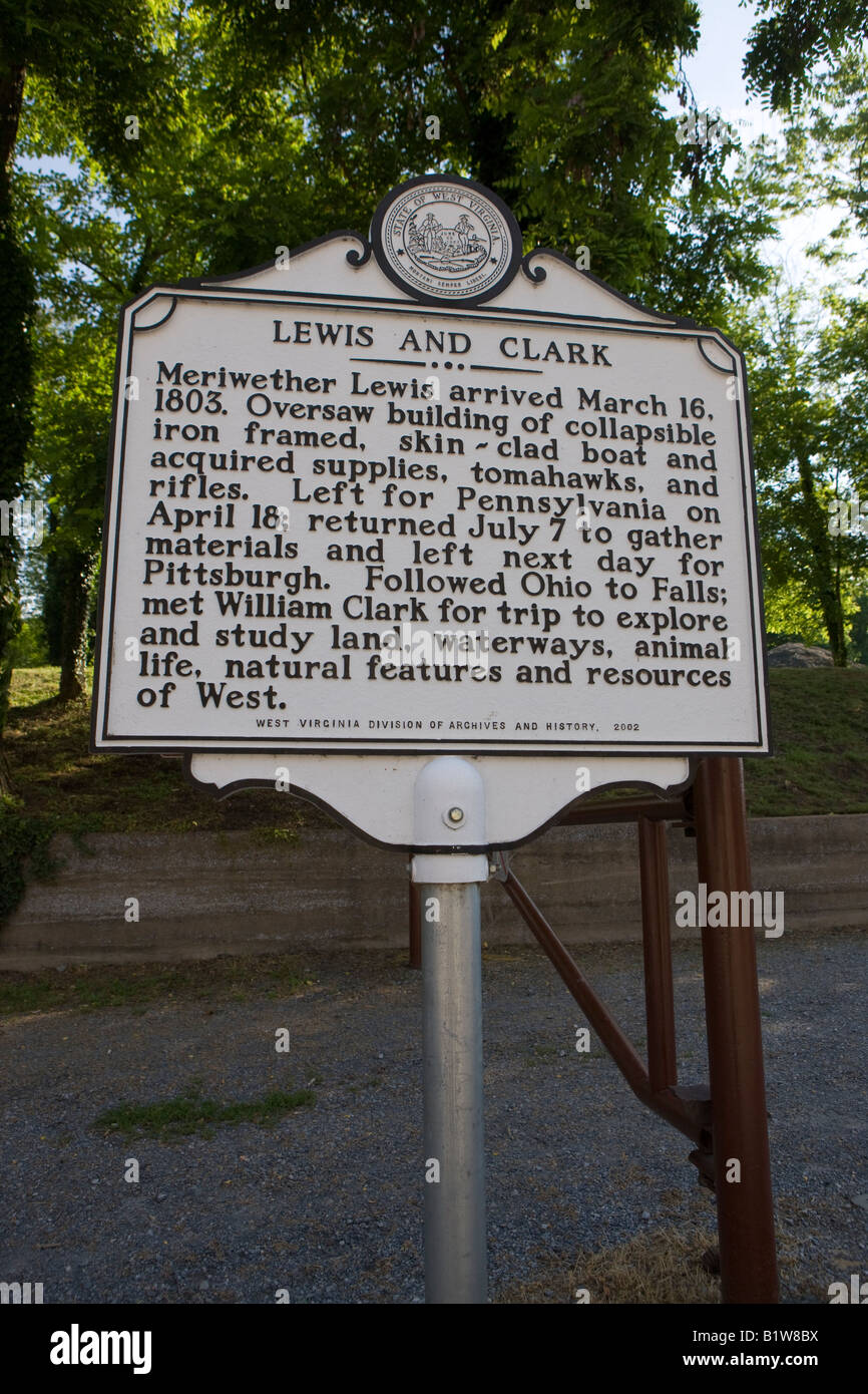 West Virginia historical marker about Lewis and Clark with respect to