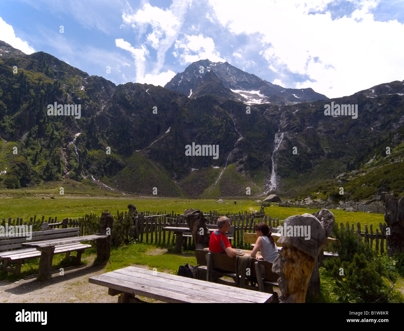 Hikers Resting At The Caf At Sulzenaualm At The Head Of The Stubai hikers-resting-at-the-caf-at-sulzenaualm-at-the-head-of-the-stubai