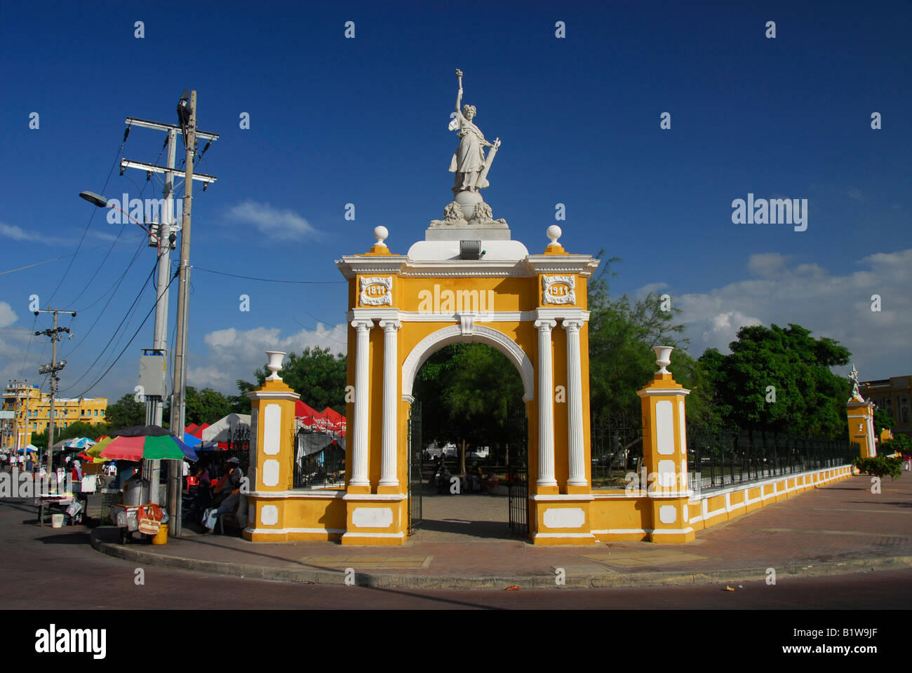 Entrance to the Parque Centenario, Cartagena de las Indias, Colombia, Bolivar Department, South America Stock Photo