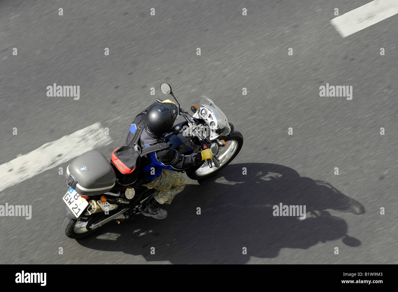 aerial view motorbike motorcycle berlin germany deutschland Stock Photo