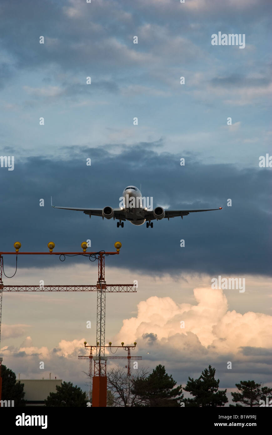 Landing aircraft at Pearson International Airport in Toronto Ontario