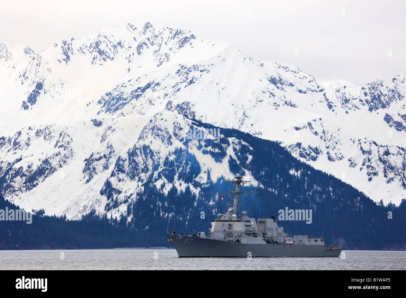 The guided missile destroyer USS Chaffee 90 Seward Alaska Stock Photo