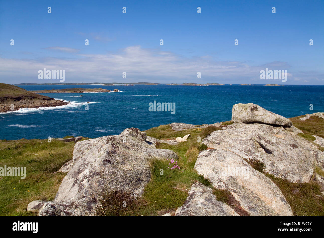 st marys looking towards the eastern isles and st martins Isles of Scilly Stock Photo