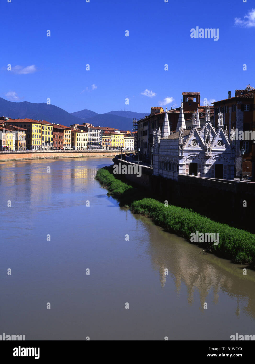 Santa Maria della Spina church and river Arno Pisa Tuscany Italy Stock Photo