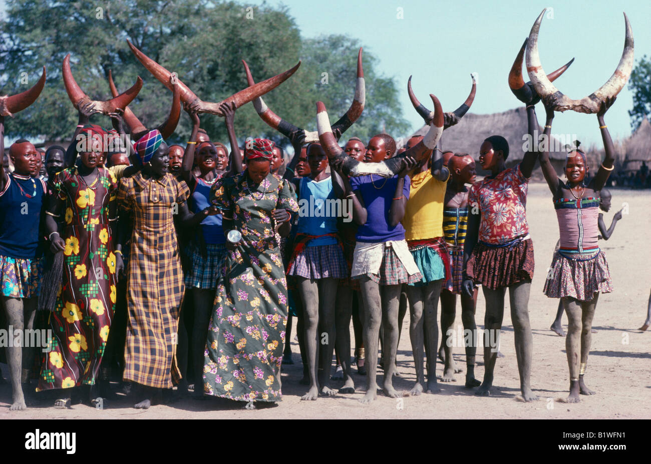 SUDAN North Africa Tribal Peoples Dinka cattle festival or Toich Women