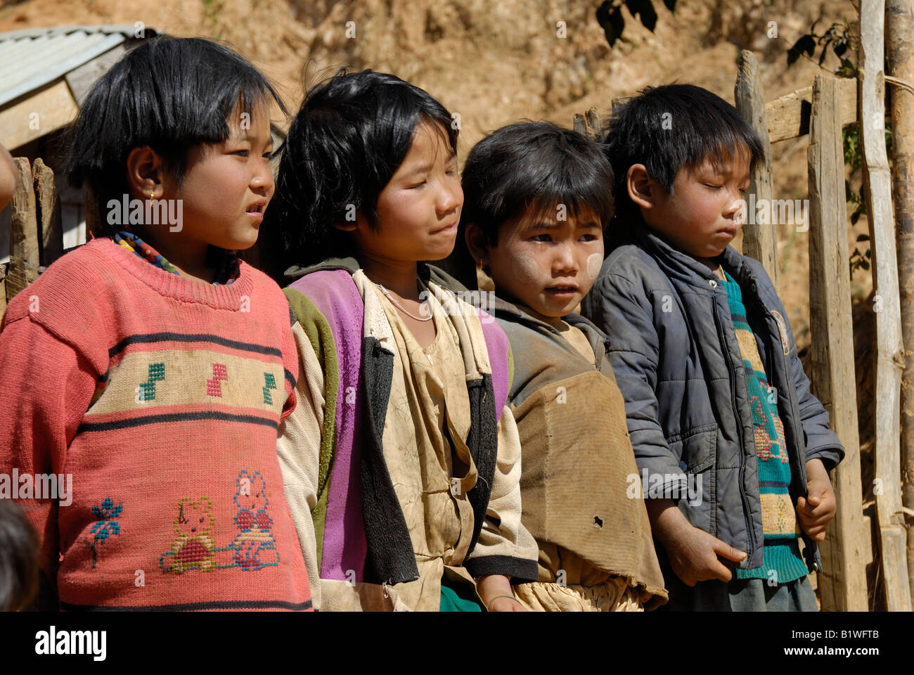 children of Palaung tribe, Kalaw Southern Shan State, MYANMAR BURMA BIRMA, ASIA Stock Photo