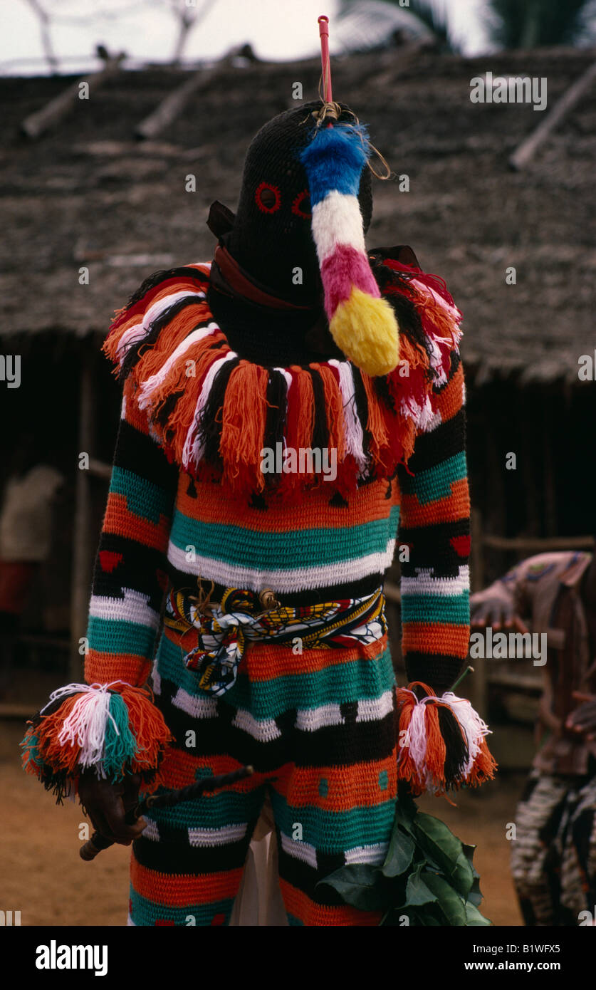 CAMEROON Central Africa Rumpi Hills Ju-ju man in full knitted wool fetish  regalia for Leopard Cult or Ekpe masquerade Stock Photo - Alamy