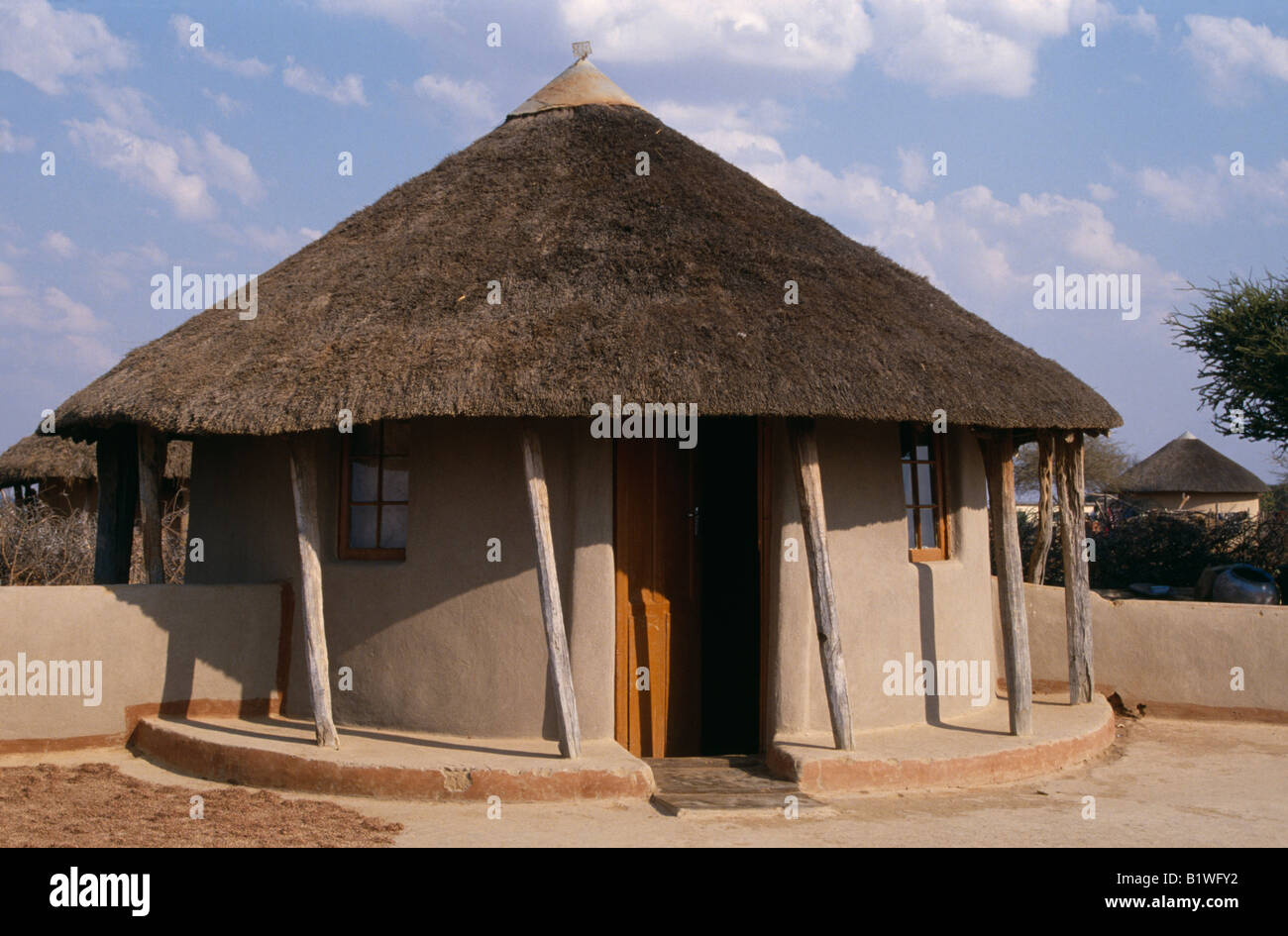 BOTSWANA Southern Africa Kopong Traditional circular mud hut with