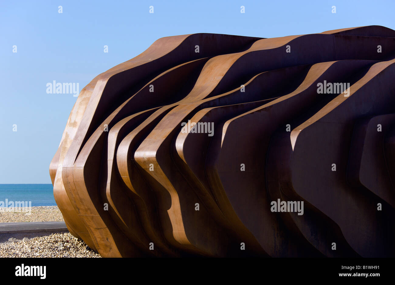 ENGLAND West Sussex Littlehampton Beach Rusted metal seafood restaurant ...