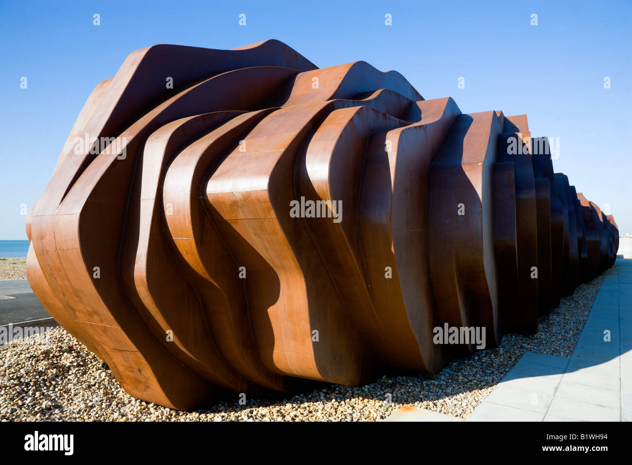 ENGLAND West Sussex Littlehampton Beach Rusted metal seafood restaurant ...