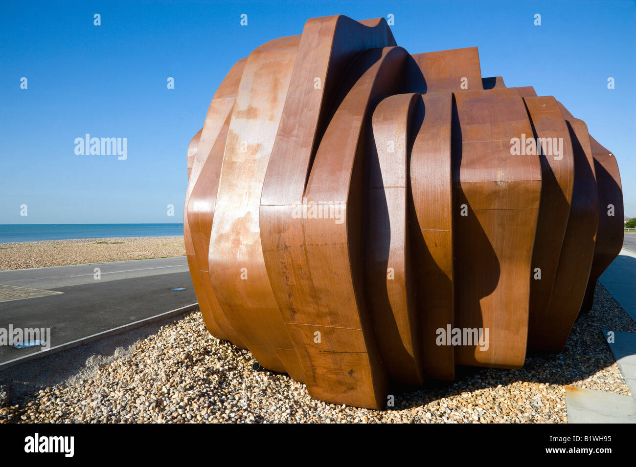 ENGLAND West Sussex Littlehampton Beach Rusted metal seafood restaurant ...