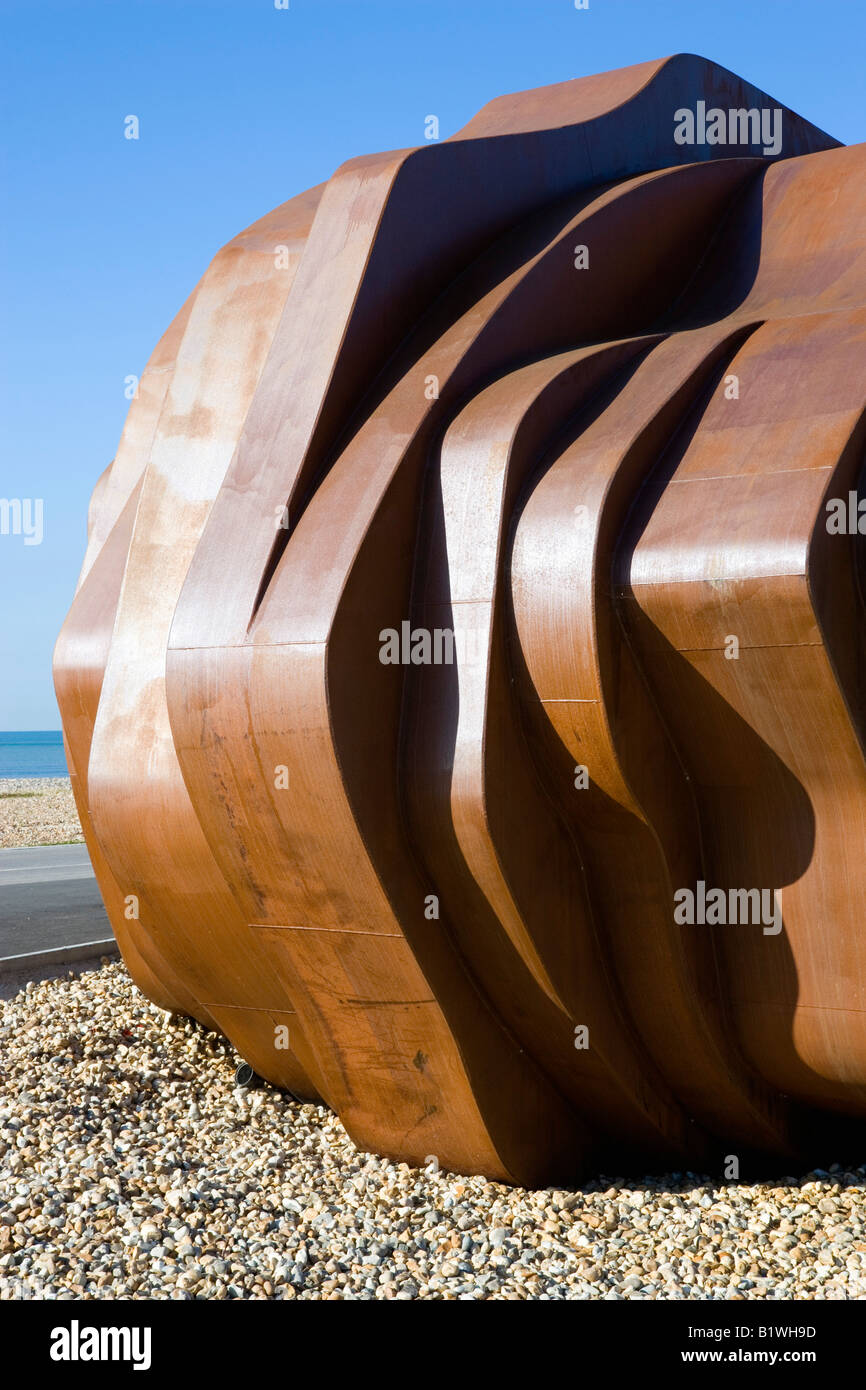 ENGLAND West Sussex Littlehampton Beach Rusted metal seafood restaurant ...