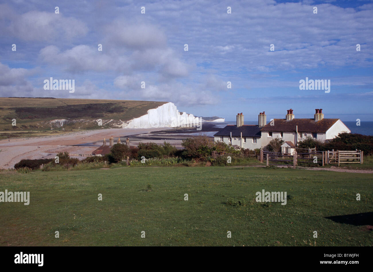 ENGLAND East Sussex Seven Sisters White Chalk Cliffs viewed from Seaford Head Stock Photo