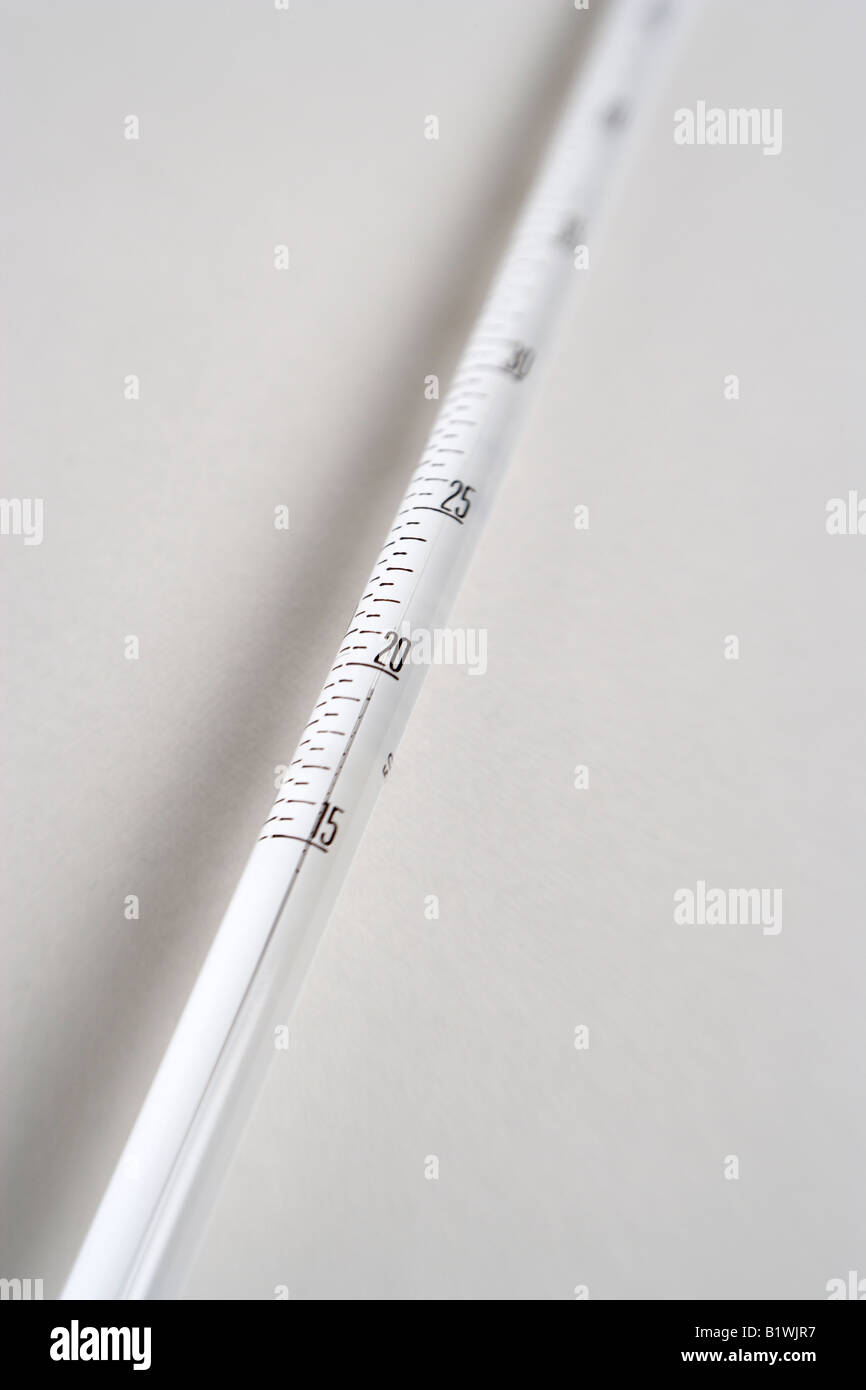 SCIENCE Medical Measurement Detail of white mercury thermometer showing