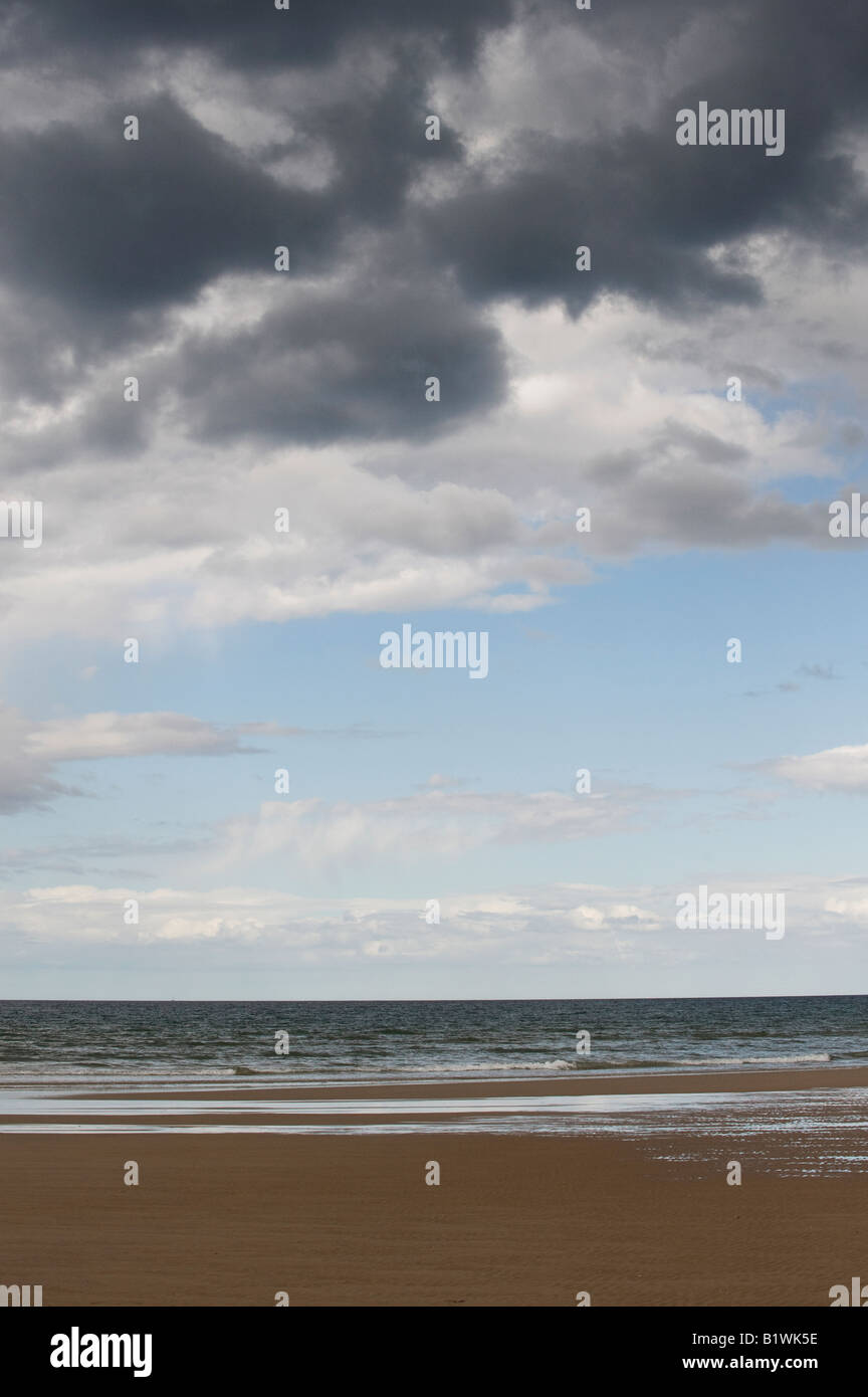 Storm clouds over the Moray firth and Findhorn beach, Moray, Scotland Stock Photo
