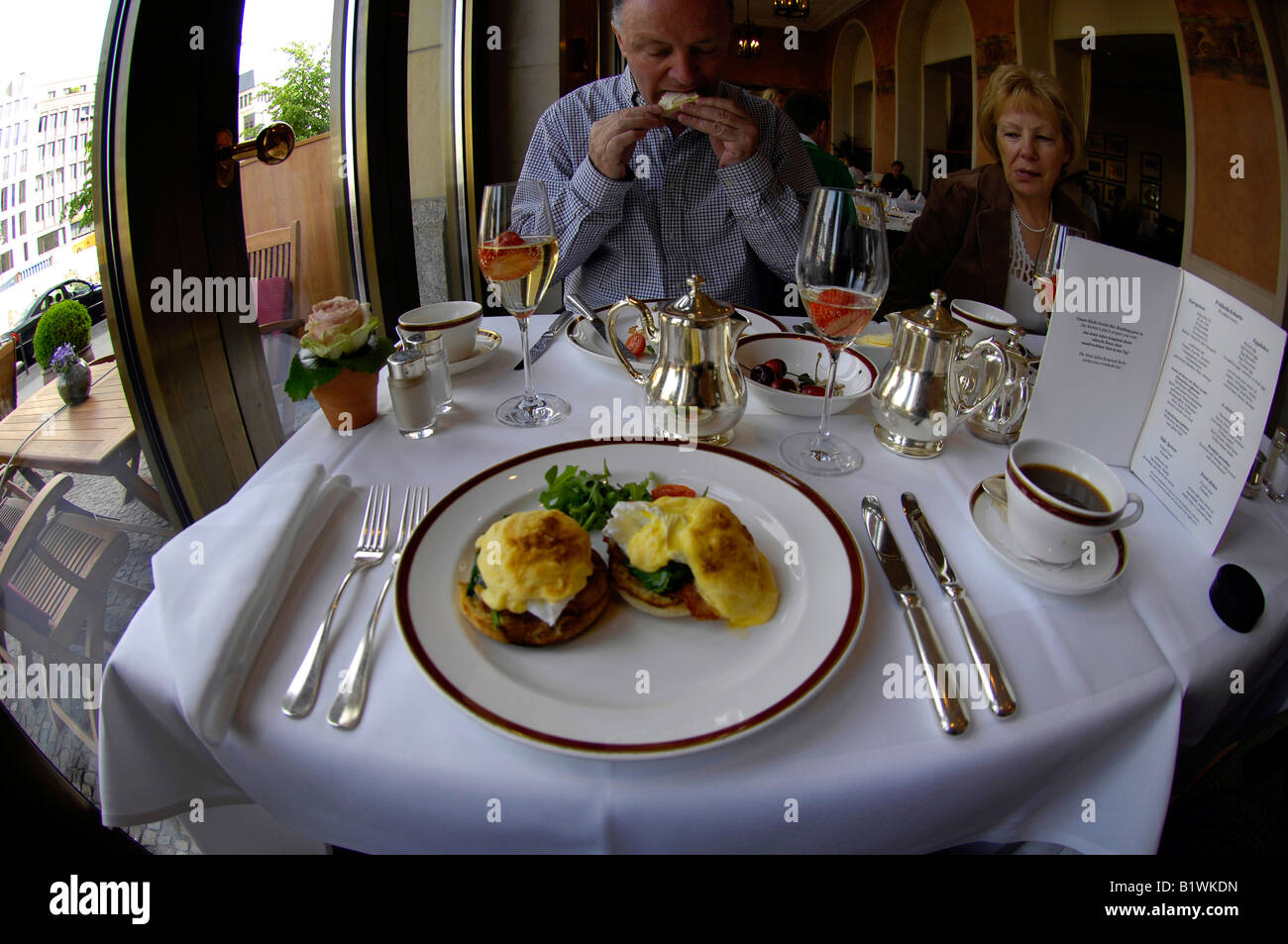 Eggs Benedict Breakfast Hotel Adlon Unter Den Linden Berlin Germany Stock Photo Alamy