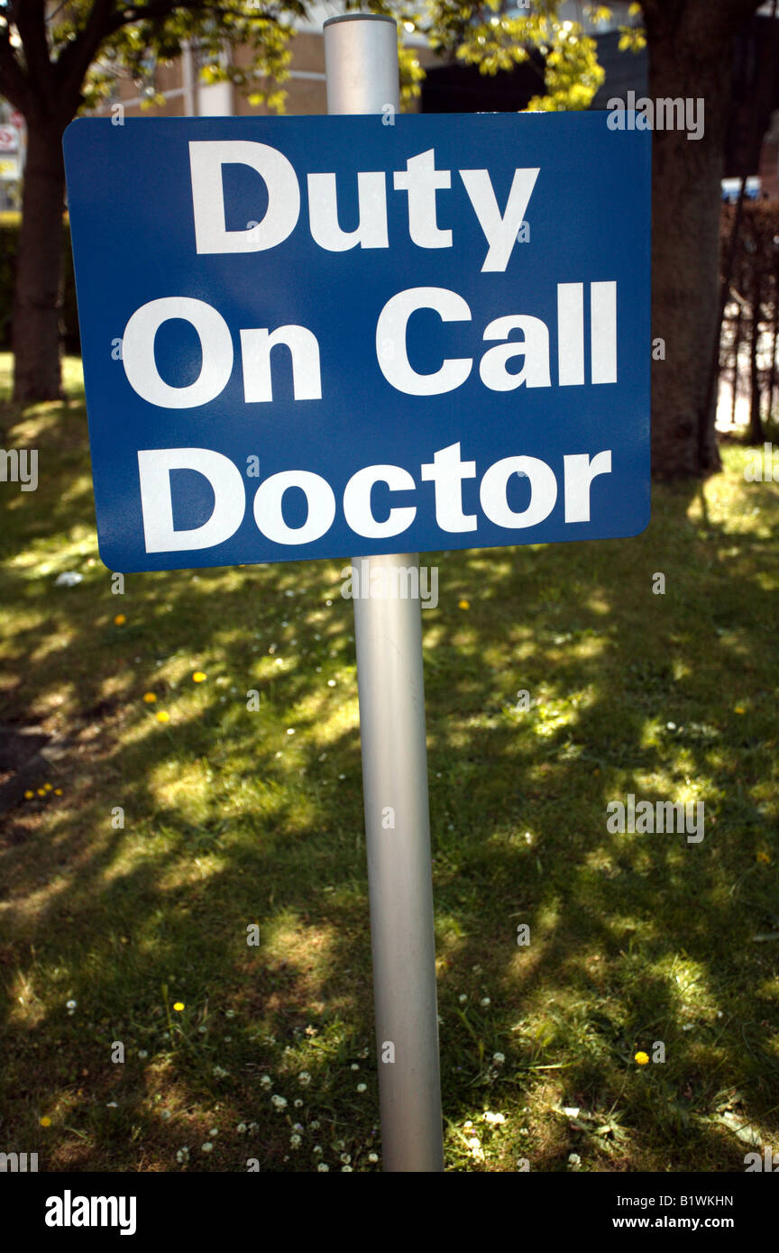 Shot of a signpost showing  a reserved doctors parking space  in ther grounds of  the Maudsley Hospital, Denmark Hill. Stock Photo