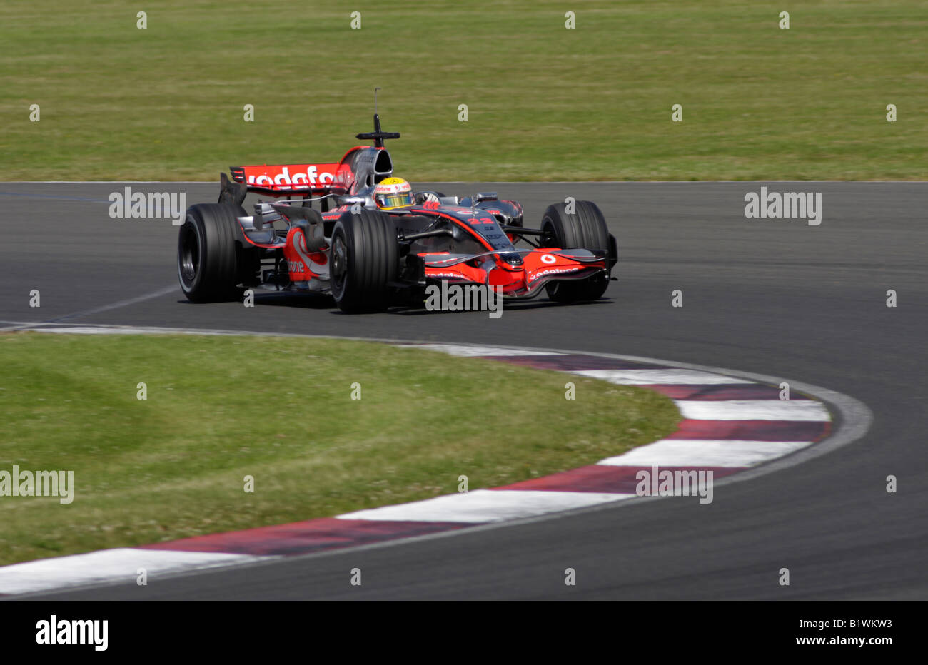 Lewis Hamilton in the Vodafone Mclaren Mercedes f1 racing car at Silverstone tyre test 2008 Stock Photo