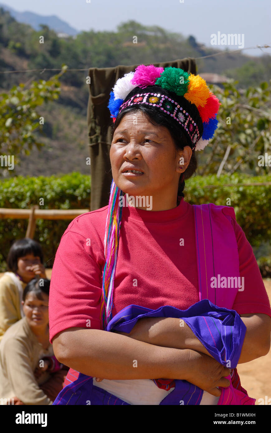 woman of Palaung tribe in traditional clothes, Kalaw Southern Shan State, MYANMAR BURMA BIRMA, ASIA Stock Photo