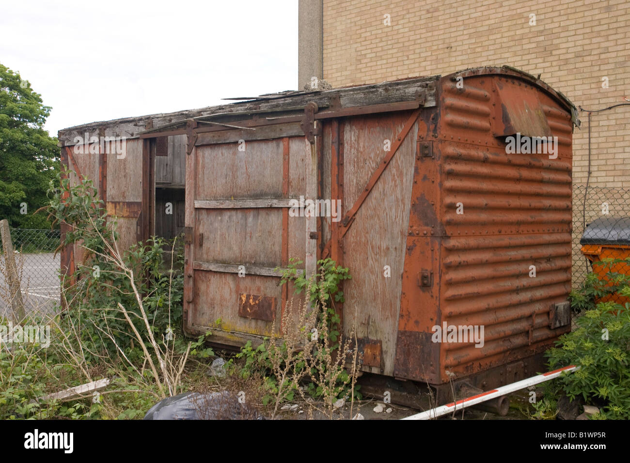 old wooden railway carriage Stock Photo