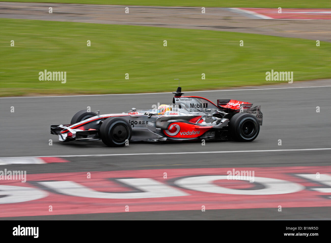 Lewis Hamilton in the Vodafone Mclaren Mercedes f1 racing car at Silverstone tyre test 2008 Stock Photo