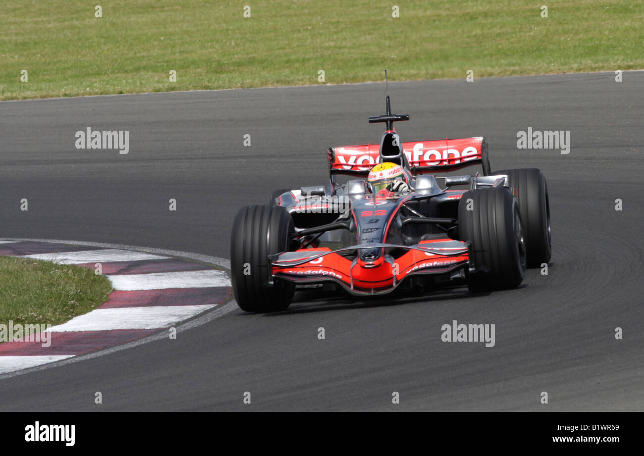 Lewis Hamilton in the Vodafone Mclaren Mercedes f1 racing car at Silverstone tyre test 2008 Stock Photo