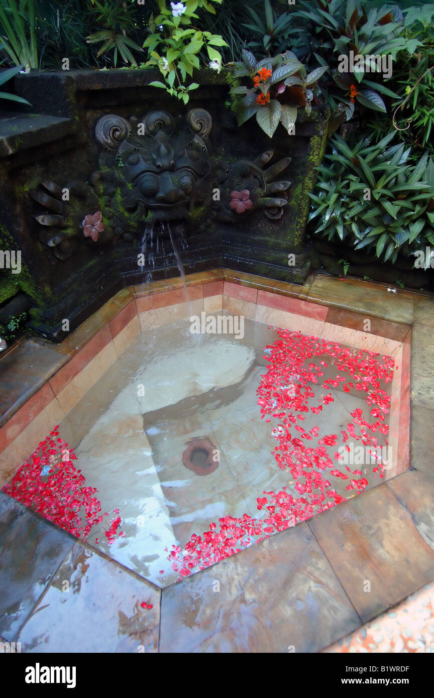 Balinese outdoor bathroom in a hotel in Ubud Bali Indonesia Stock Photo ...