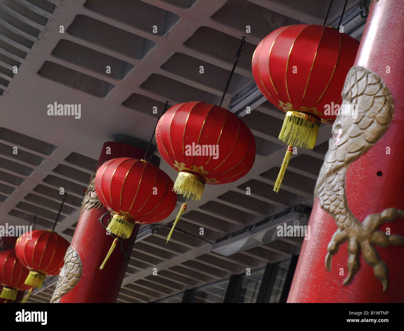 red lanterns in chinatown honolulu oahu hawaii usa Stock Photo