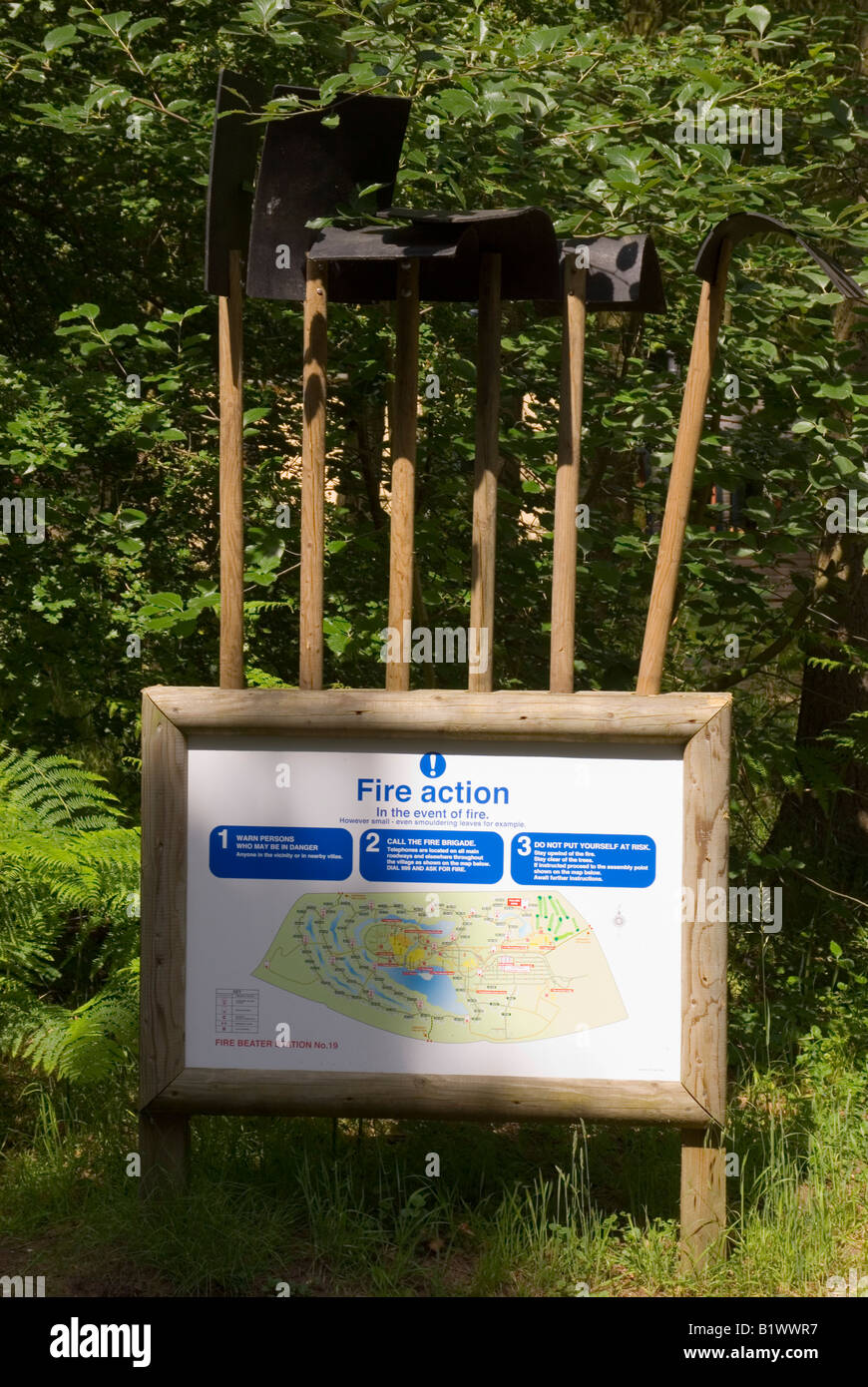 Fire Precautions At Center Parcs at Elveden near Thetford,Uk Stock